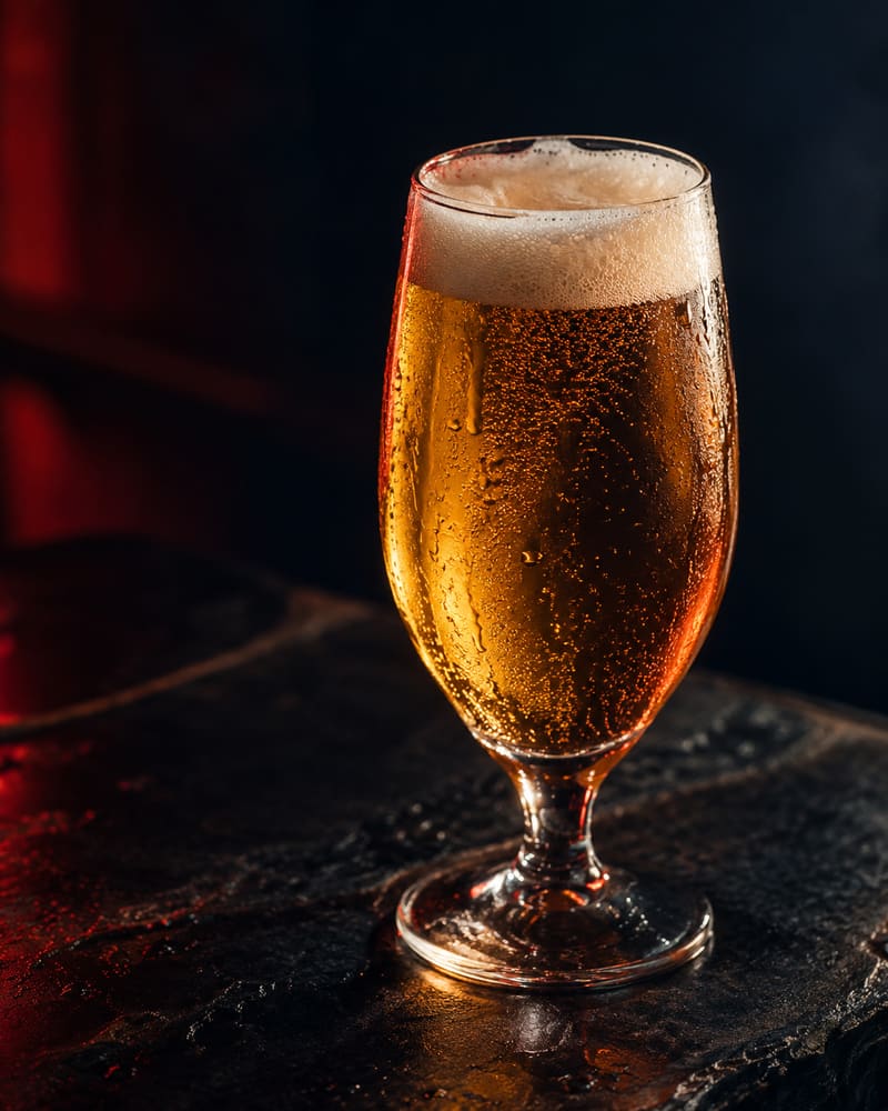 Cerveza en copa con espuma